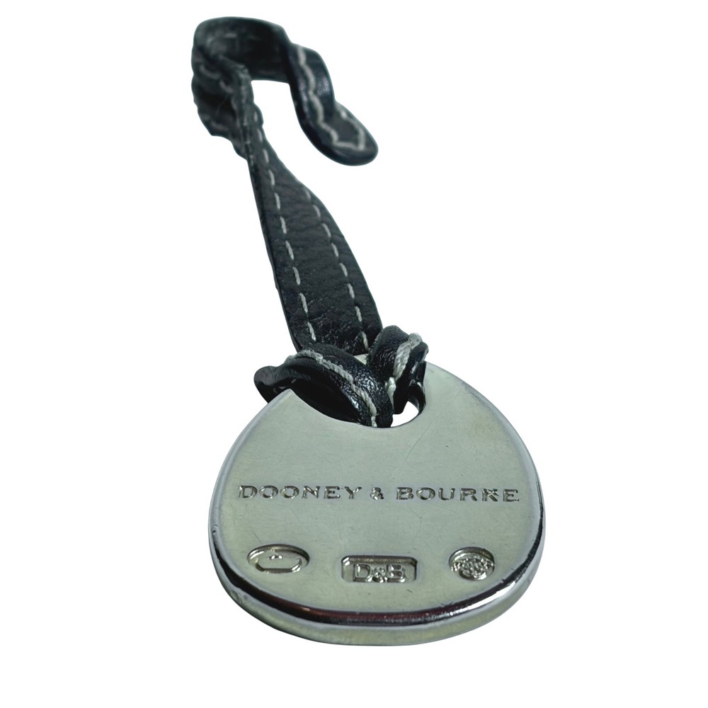 Dooney & Bourke Duck Logo Bag Charm Silver Tone Leather Strap - Picture 6 of 9